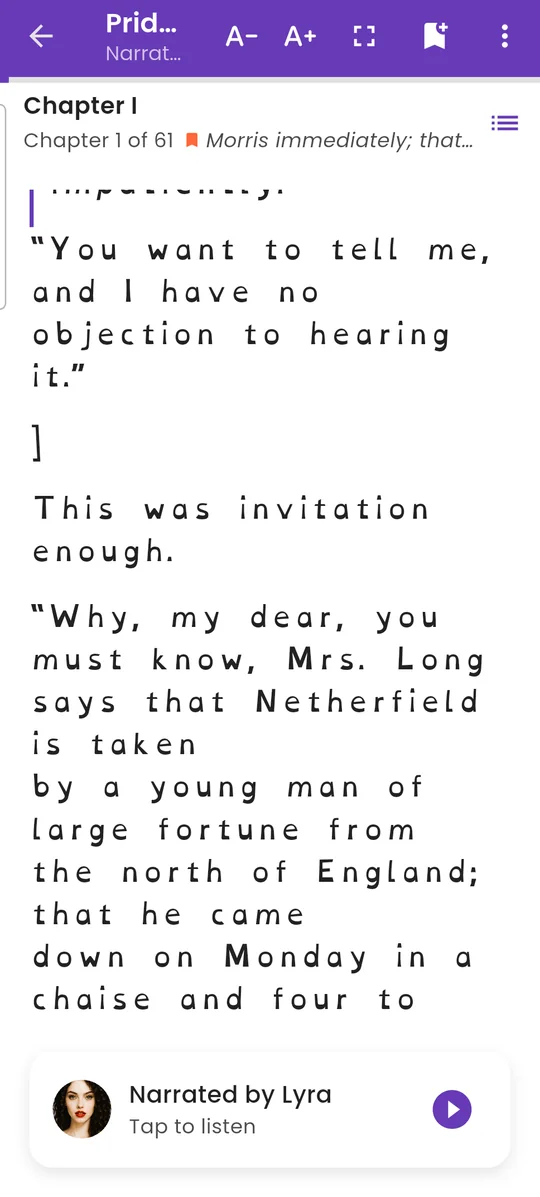 A book page in the light theme with the OpenDyslexic font